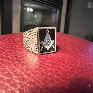 Mason Ring Sterling Silver and Turquoise size 8